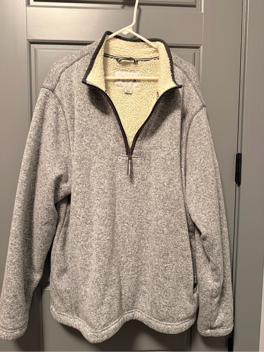 Orvis Men's Sherpa-Lined 1/4 Zip Heather Gray Marled Fleece Pullover XXL